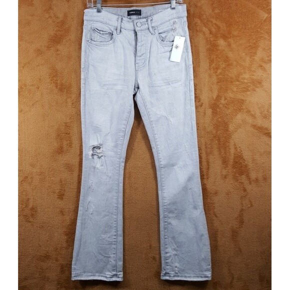 PURPLE BRAND Mens Jeans Size 36 Light Gray Wash Flare Leg Slim Fit P004 $320 - Picture 1 of 9